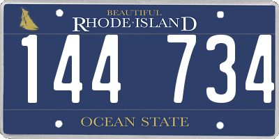 RI license plate 144734