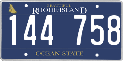 RI license plate 144758