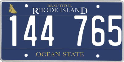 RI license plate 144765