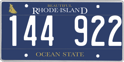 RI license plate 144922