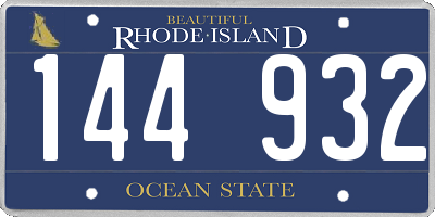 RI license plate 144932