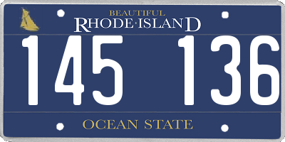 RI license plate 145136