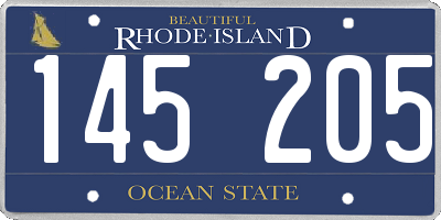 RI license plate 145205