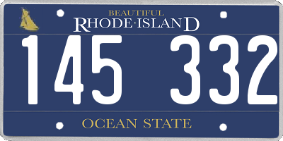 RI license plate 145332