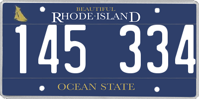 RI license plate 145334