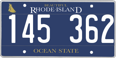 RI license plate 145362