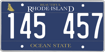 RI license plate 145457