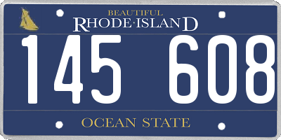 RI license plate 145608