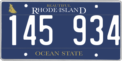 RI license plate 145934