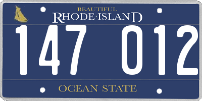 RI license plate 147012