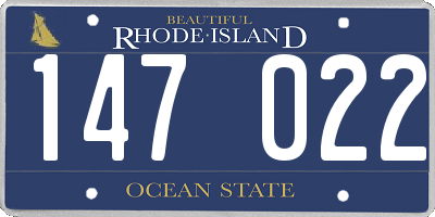 RI license plate 147022
