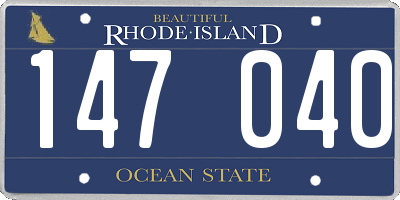RI license plate 147040