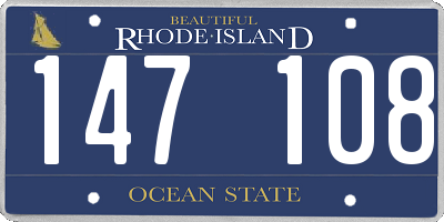 RI license plate 147108