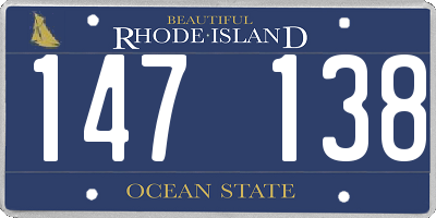 RI license plate 147138