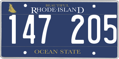 RI license plate 147205