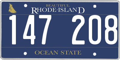 RI license plate 147208