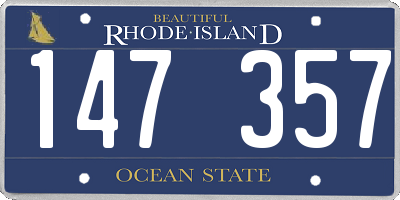 RI license plate 147357