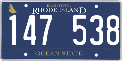 RI license plate 147538