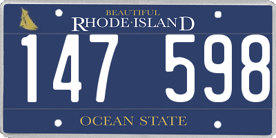 RI license plate 147598