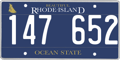 RI license plate 147652