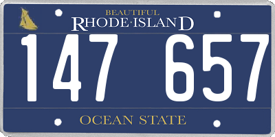 RI license plate 147657