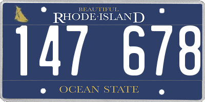 RI license plate 147678
