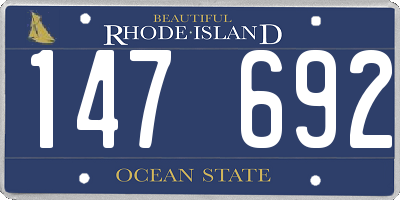 RI license plate 147692
