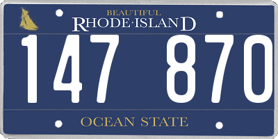RI license plate 147870