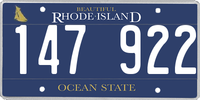 RI license plate 147922