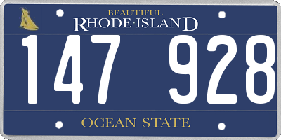 RI license plate 147928
