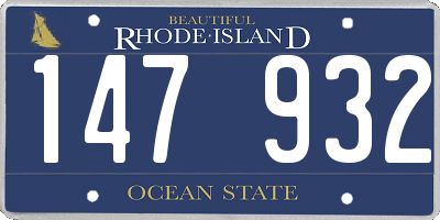RI license plate 147932