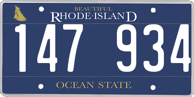 RI license plate 147934