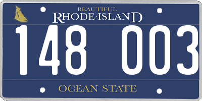 RI license plate 148003