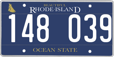 RI license plate 148039
