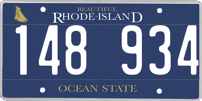RI license plate 148934