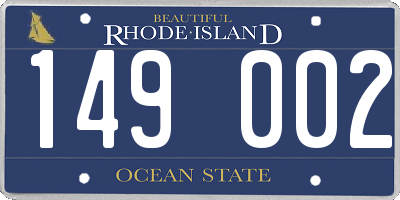 RI license plate 149002