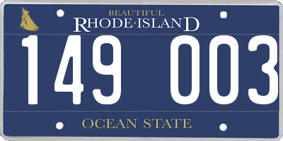 RI license plate 149003