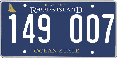RI license plate 149007