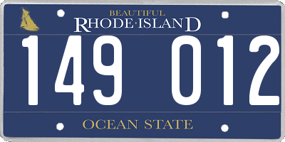 RI license plate 149012