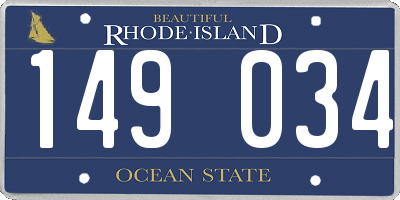 RI license plate 149034