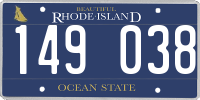 RI license plate 149038