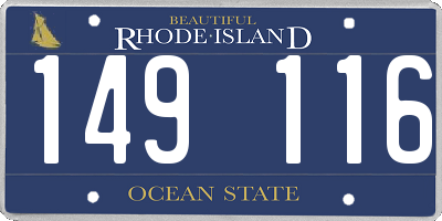 RI license plate 149116