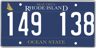 RI license plate 149138