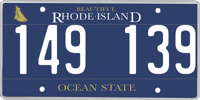 RI license plate 149139