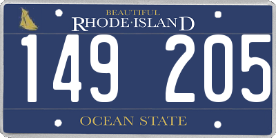 RI license plate 149205