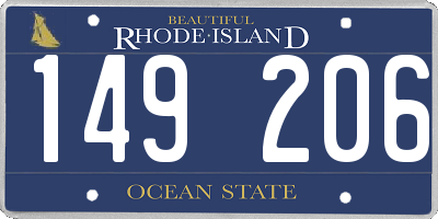 RI license plate 149206