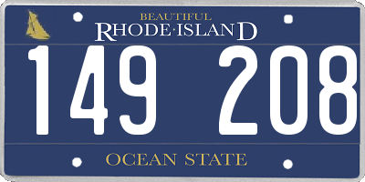 RI license plate 149208