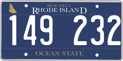 RI license plate 149232