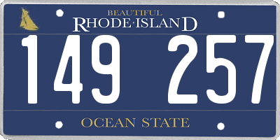 RI license plate 149257