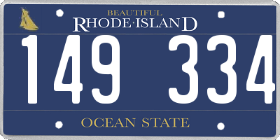 RI license plate 149334